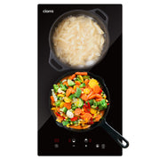 Ciarra Plaque de cuisson vitrocéramique encastrable 29cm avec 2 zones, commande tactile, sécurité enfant, 3000W, CRGDBCH302T-OW