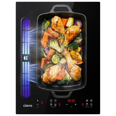 Ciarra ONE Plaque à Induction avec Hotte Intégrée Domino 390 mm avec Système Plasma⁺ Intégré et Boost et Flexzone CBBEH392BF-OW
