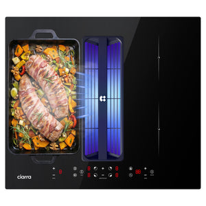 Ciarra ONE Plaque à Induction avec Hotte Intégrée Compact 590 mm avec Système Plasma⁺ Intégré et Boost et Flexzone CBBEH594BBF-OW