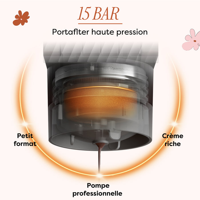 Ciarra BloomBox Cafetiere Expresso Machine à Expresso Portable 15 Bar, Écologique Sans Capsule, Maison & Extérieur