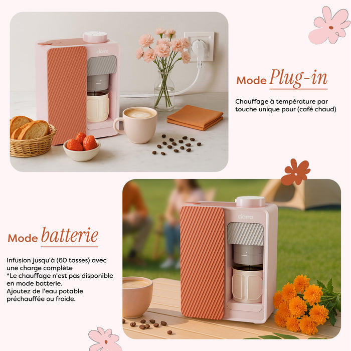 Ciarra BloomBox Cafetiere Expresso Machine à Expresso Portable 15 Bar, Écologique Sans Capsule, Maison & Extérieur