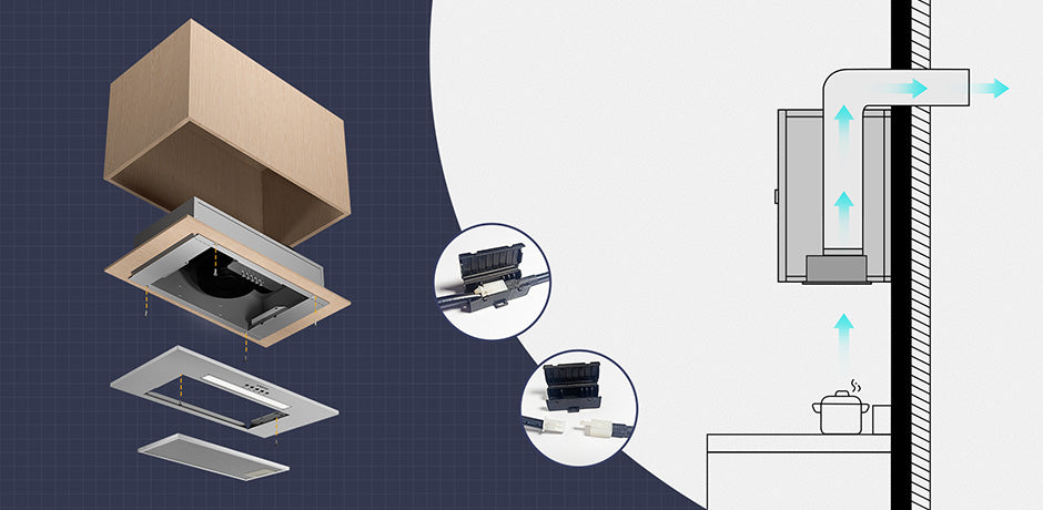CIARRA Hotte Intégrée Groupe Filtrant 52cm 3 Vitesses Inox CBCS5913A-OW