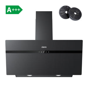 Ciarra Hotte Aspirante 90 cm Silencieuse Hotte de Cuisine en Verre Dépoli 90cm Avec Angle Anti-traces de Doigts Noir A+++ Wifi CBCG9736H-G