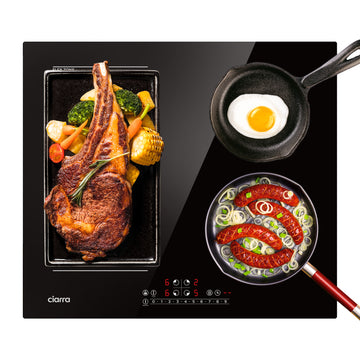 CIARRA 7200W Plaque à Induction 4 Feux 1 FlexZone Boosters CBBIH4BF-OW