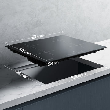 CIARRA 7200W Plaque à Induction 4 Zones 9 Puissances avec Booster CBBIH4B-OW