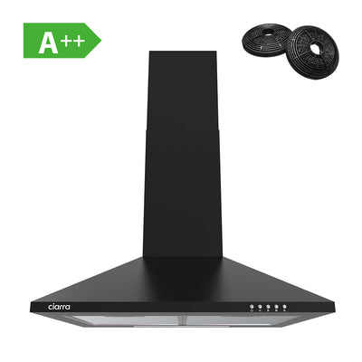 Ciarra Hotte 60cm 370m³/h 3 Vitesses Surface Mate Noir CBCB6201-OW