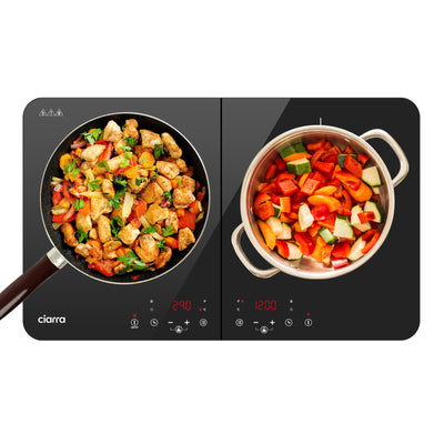 Ciarra Table de Cuisson Portable 2 Foyers 3500W Plaque Induction 2 Feux CBTIH2-OW