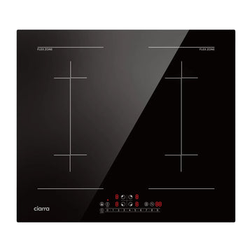Ciarra Plaque à Induction 7200W 2 Flex Zones Function Boosters CBBIH4BFF-OW